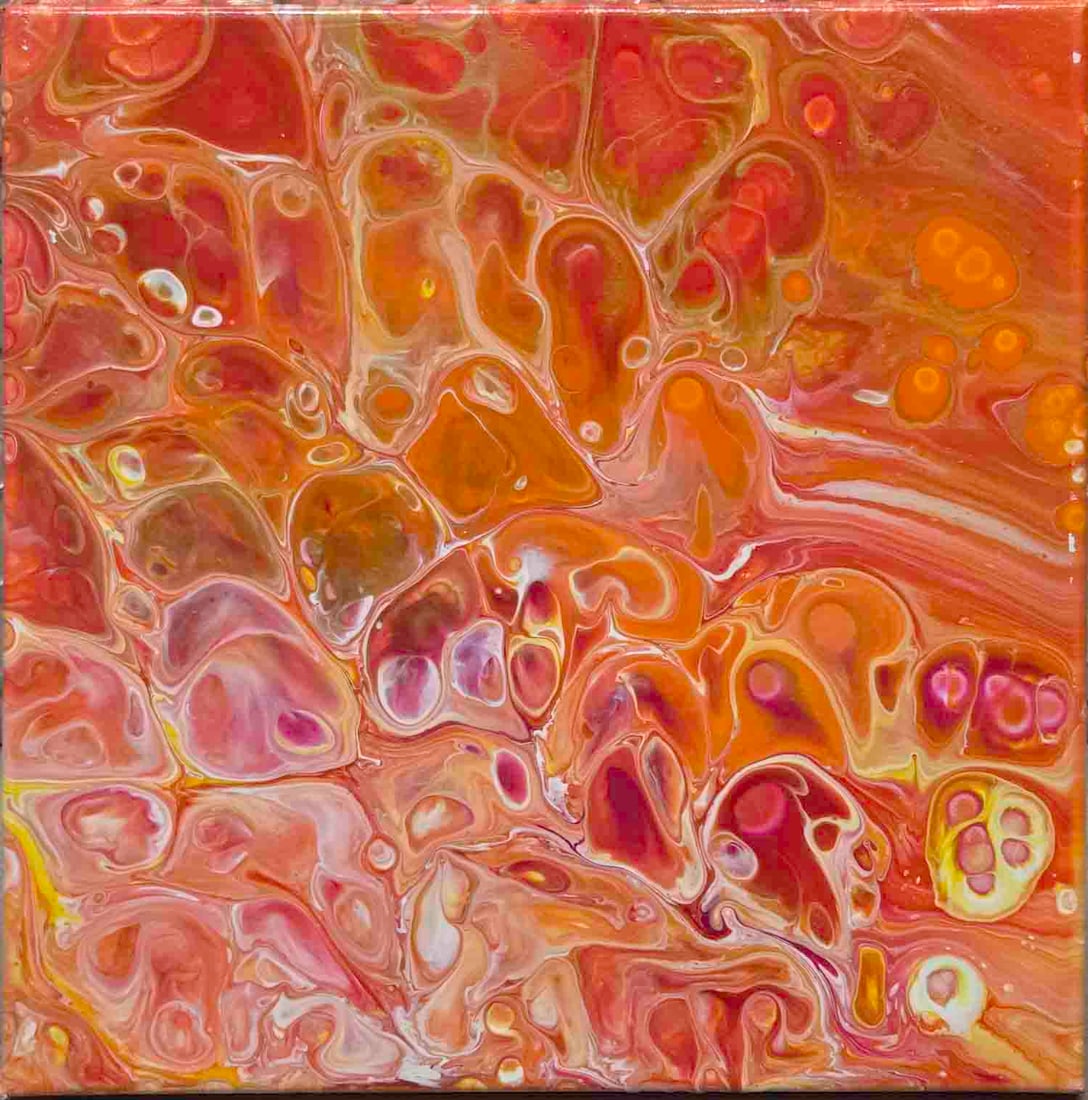 Contemporary Abstract Expressionist Acrylic On Canvas "Formations": Title: Formations Medium: Acrylic On Canvas Size: 12 x 12 inches Age: Contemporary Condition: Great, please check photo for condition reference Provenance: Combined shipping rate available. For afford