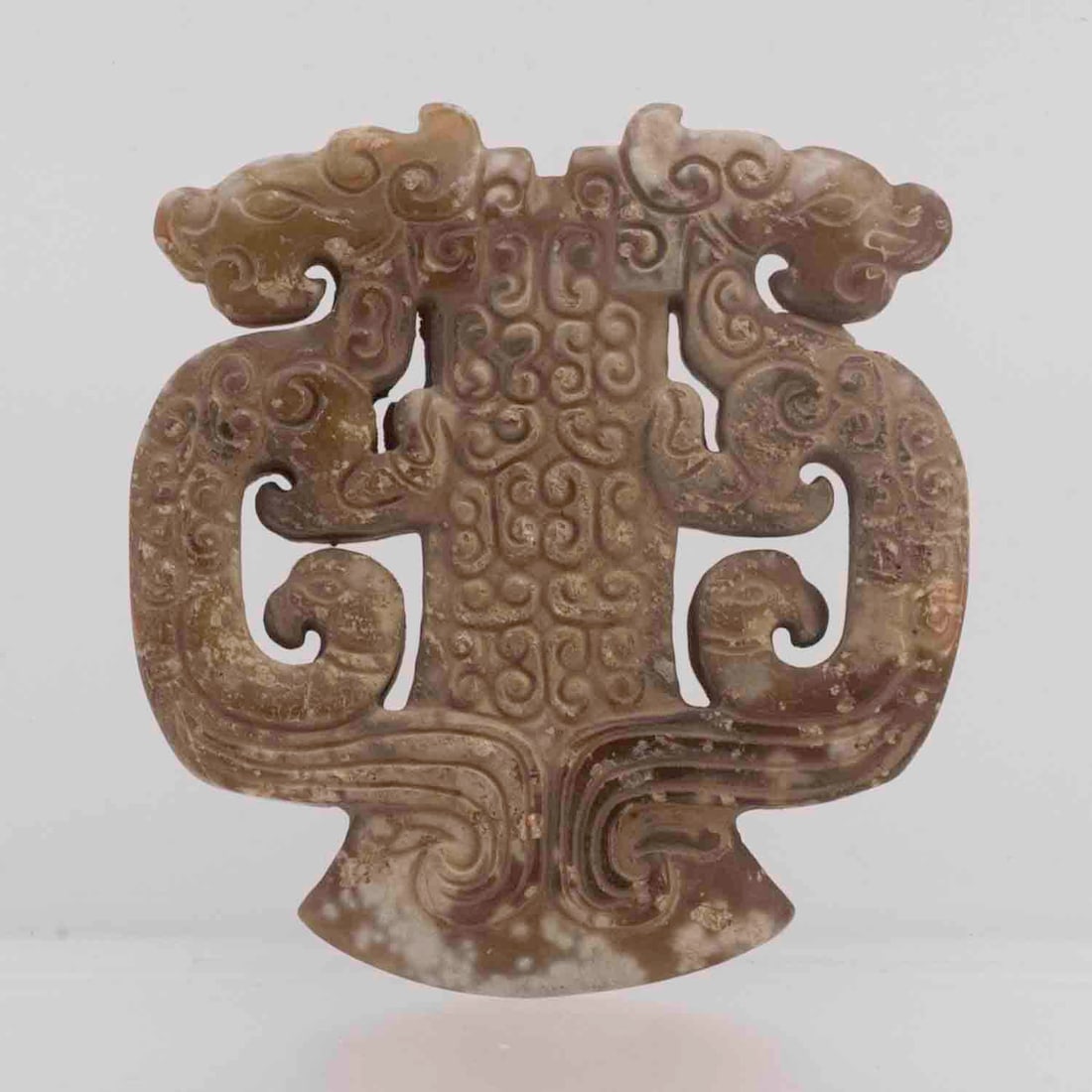 Old Chinese Carved Jade Double Dragon Plaque Amulet (1 of 7)