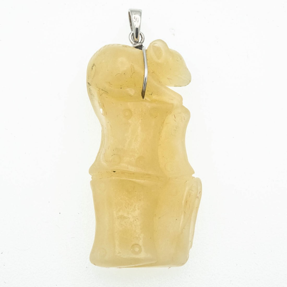 Old Chinese Carved Yellow Jadeite Pendant: Medium: Yellow Jadeite Size: 36x18x8 mm Age/Detail: Old Chinese Carved Condition: Great, check photo for detail Provenance: Collection from Estate in Tribecca Please view all the photos as they are