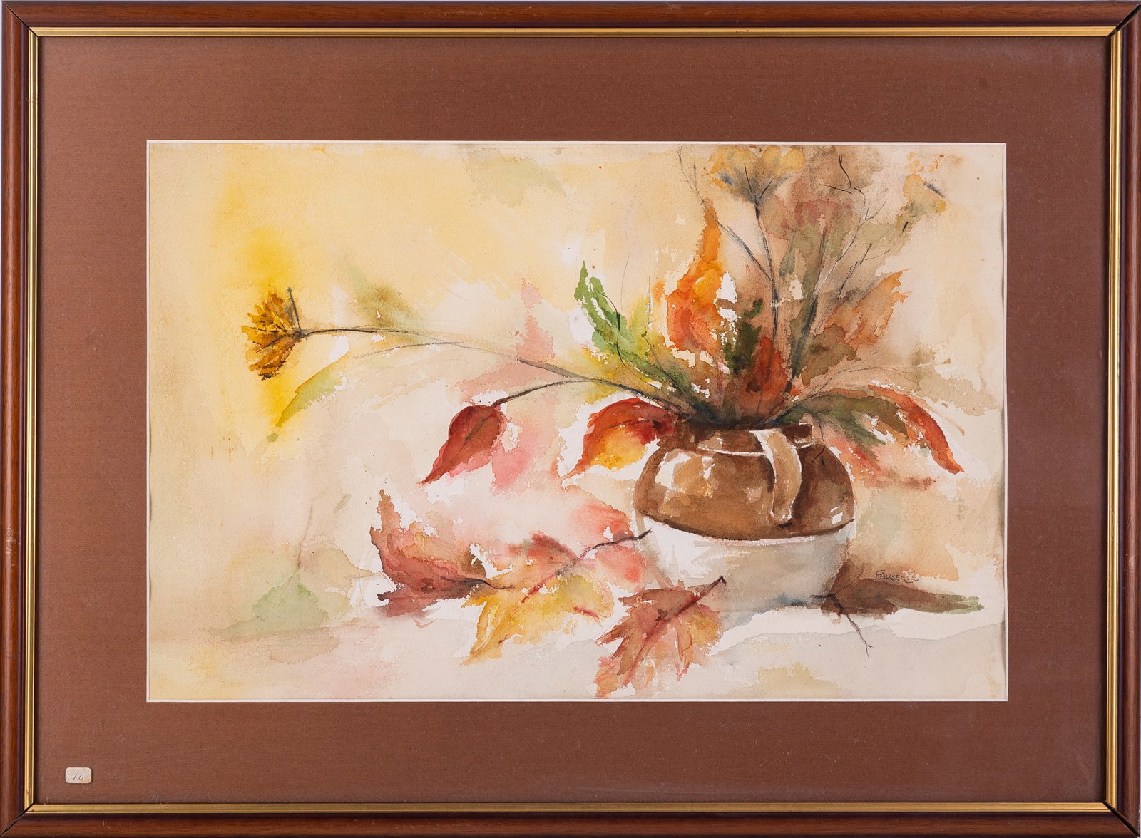 Early 20th C. Impressionist Watercolor On Paper "Flower""": Title: Flower Medium: Watercolor On Paper Size: 14 x 21 inches Frame: 21 x 28 inches Age: Early 20th C. Condition: painting is in excellent condition. Signature: Signed Artist: Florence Fauser Provena