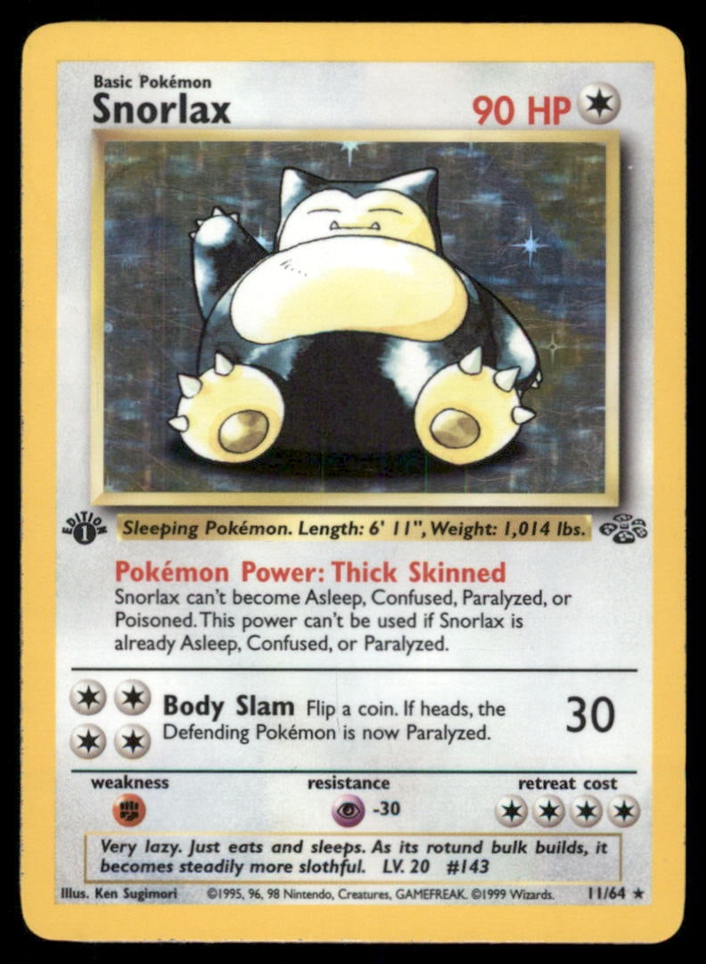 Snorlax 11/64 Jungle Pokemon Card 1st Edition Holo (1 of 2)