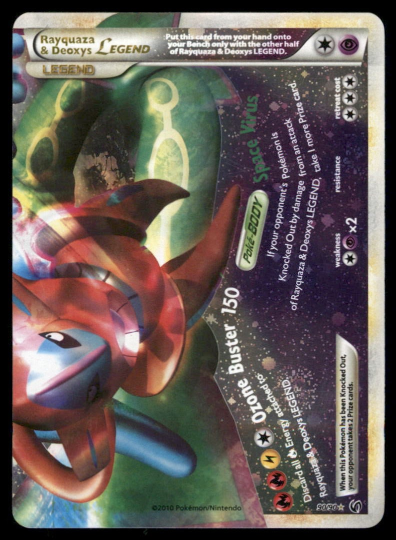 Rayquaza & Deoxys LEGEND 90/90 HGSS Undaunted Pokemon Card Holo (1 of 2)