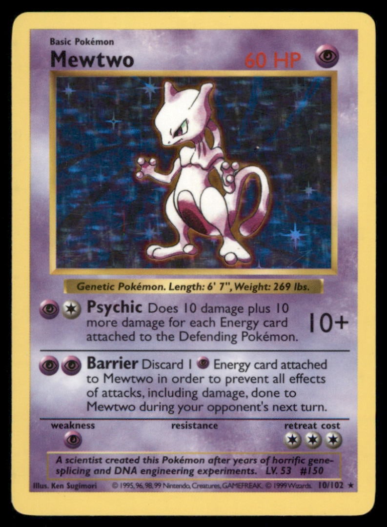 Mewtwo 10/102 Base Set Shadowless Pokemon Card Unlimited Holo: We offer combined shipping on multiple items. Buyers may also arrange their own shipping. LiveShipping is a separate and independent option for shipping that is NOT a part of the auction house or thei