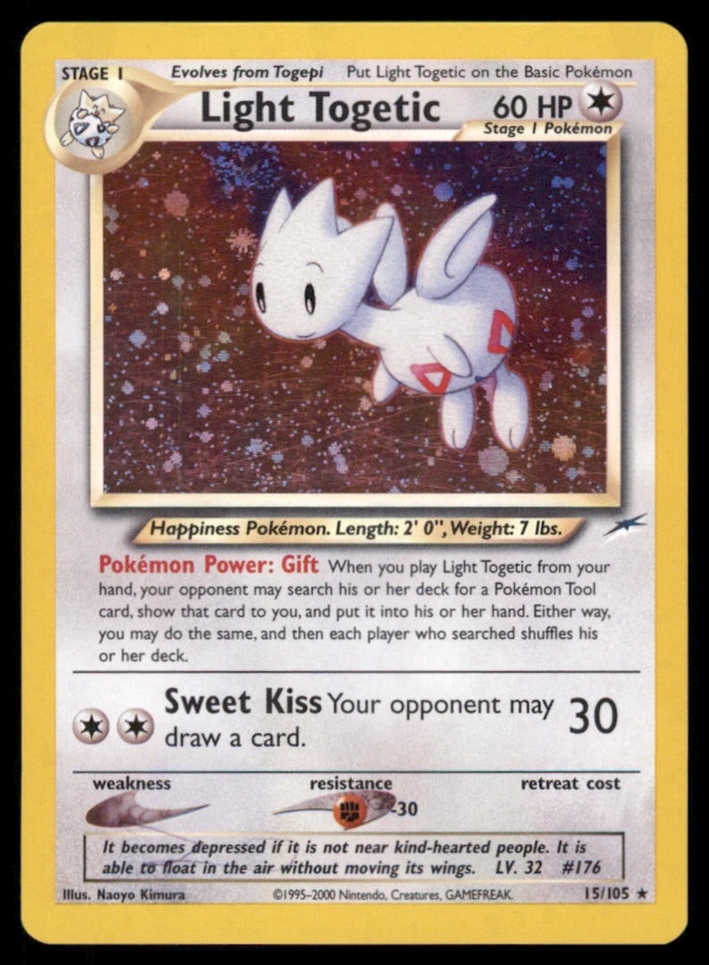 Light Togetic 15/105 Neo Destiny Pokemon Card Unlimited Holo: We offer combined shipping on multiple items. Buyers may also arrange their own shipping. LiveShipping is a separate and independent option for shipping that is NOT a part of the auction house or thei
