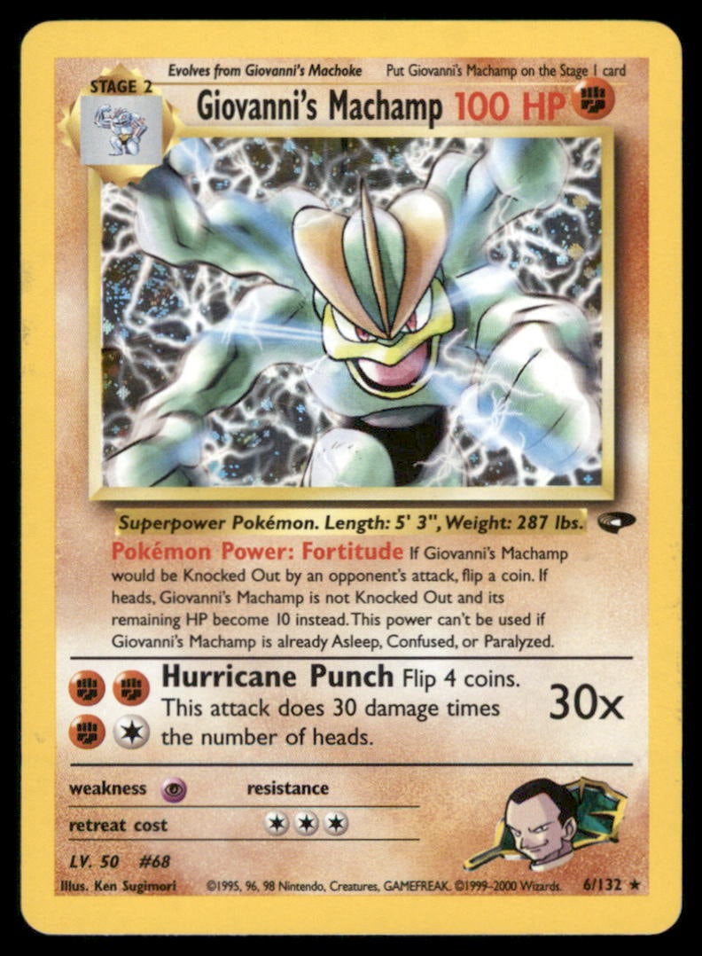 Giovanni's Machamp 6/132 Gym Challenge Pokemon Card Unlimited Holo: We offer combined shipping on multiple items. Buyers may also arrange their own shipping. LiveShipping is a separate and independent option for shipping that is NOT a part of the auction house or thei