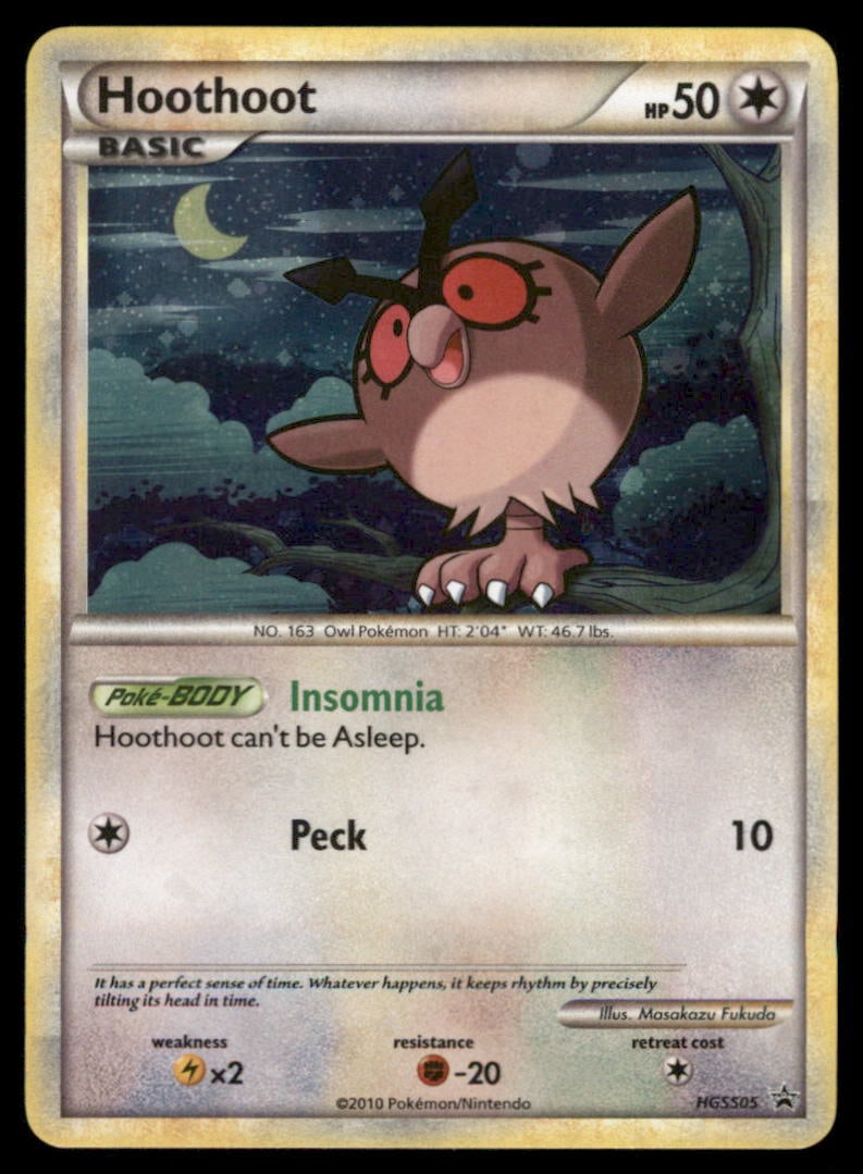 Hoothoot HGSS05 HGSS Black Star Promos Pokemon Card: We offer combined shipping on multiple items. Buyers may also arrange their own shipping. LiveShipping is a separate and independent option for shipping that is NOT a part of the auction house or thei