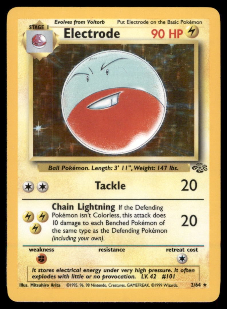 Electrode 2/64 Jungle Pokemon Card 1st Edition Holo: We offer combined shipping on multiple items. Buyers may also arrange their own shipping. LiveShipping is a separate and independent option for shipping that is NOT a part of the auction house or thei