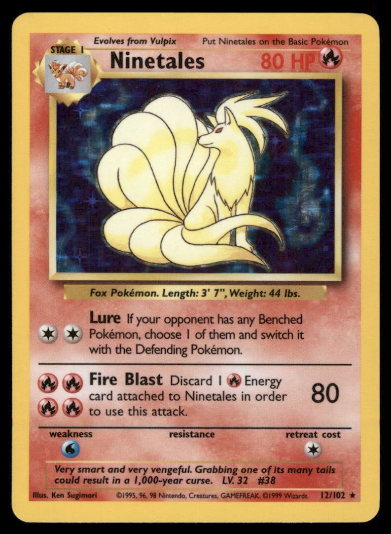 Ninetales 12/102 Holo Base Set Unlimited Pokemon Card (1 of 2)