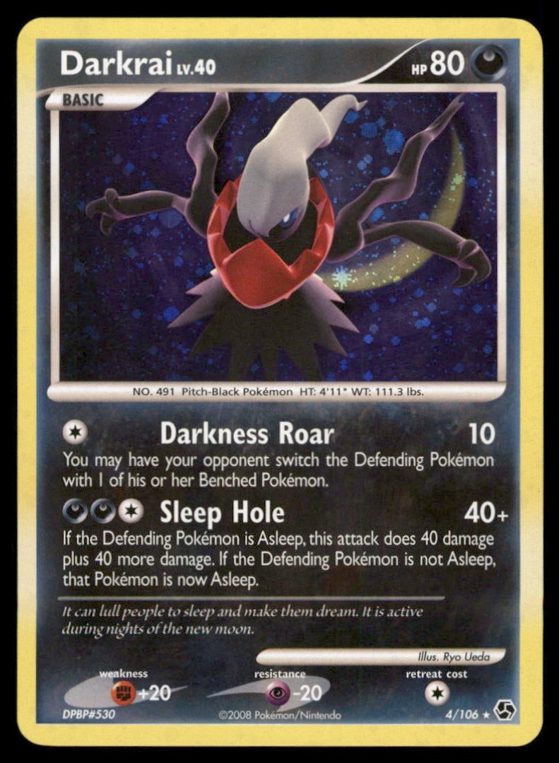 Darkrai 4/106 Holo Great Encounters Pokemon Card: We offer combined shipping on multiple items. Buyers may also arrange their own shipping. LiveShipping is a separate and independent option for shipping that is NOT a part of the auction house or thei