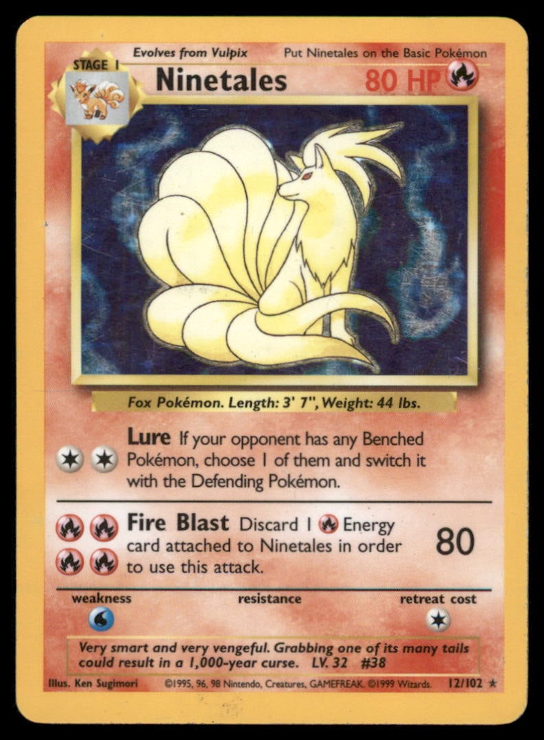 Ninetales 12/102 Holo Base Set Unlimited Pokemon Card (1 of 2)