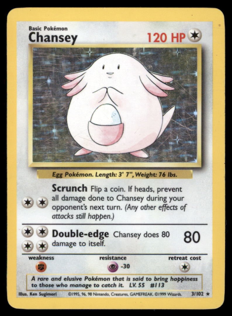 Chansey 3/102 Holo Base Set Unlimited Pokemon Card: We offer combined shipping on multiple items. Buyers may also arrange their own shipping. LiveShipping is a separate and independent option for shipping that is NOT a part of the auction house or thei