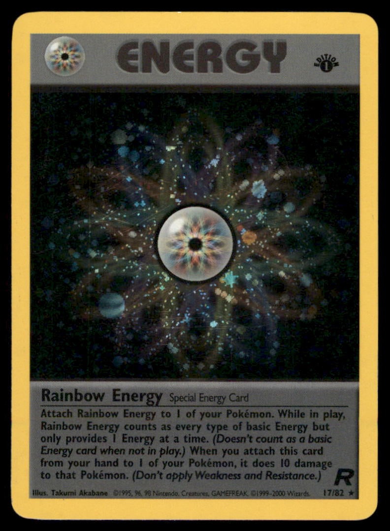 Rainbow Energy 80/82 Team Rocket Pokemon Card 1st Edition: We offer combined shipping on multiple items. Buyers may also arrange their own shipping. LiveShipping is a separate and independent option for shipping that is NOT a part of the auction house or thei
