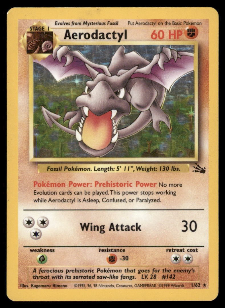 Aerodactyl 1/62 Fossil Pokemon Card 1st Edition Holo: We offer combined shipping on multiple items. Buyers may also arrange their own shipping. LiveShipping is a separate and independent option for shipping that is NOT a part of the auction house or thei