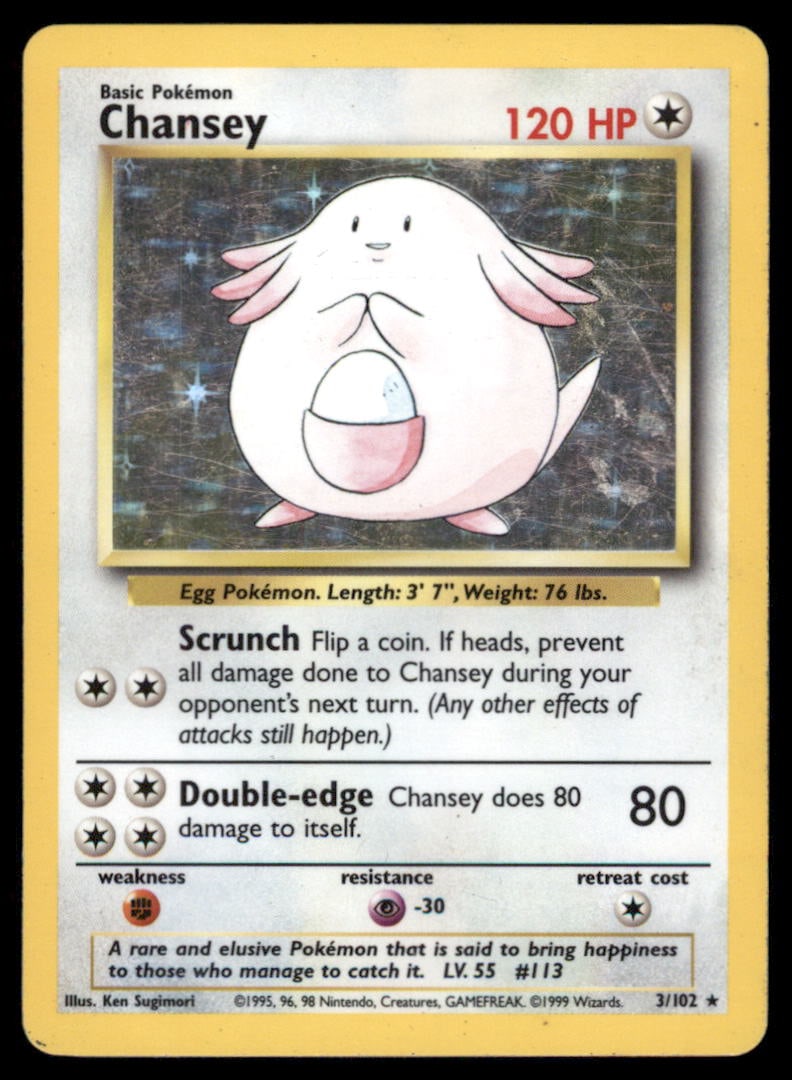 Chansey 3/102 Holo Base Set Unlimited Pokemon Card: We offer combined shipping on multiple items. Buyers may also arrange their own shipping. LiveShipping is a separate and independent option for shipping that is NOT a part of the auction house or thei