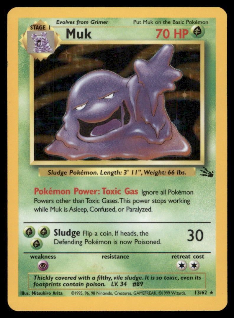 Muk 13/62 Fossil Pokemon Card Unlimited Holo: We offer combined shipping on multiple items. Buyers may also arrange their own shipping. LiveShipping is a separate and independent option for shipping that is NOT a part of the auction house or thei
