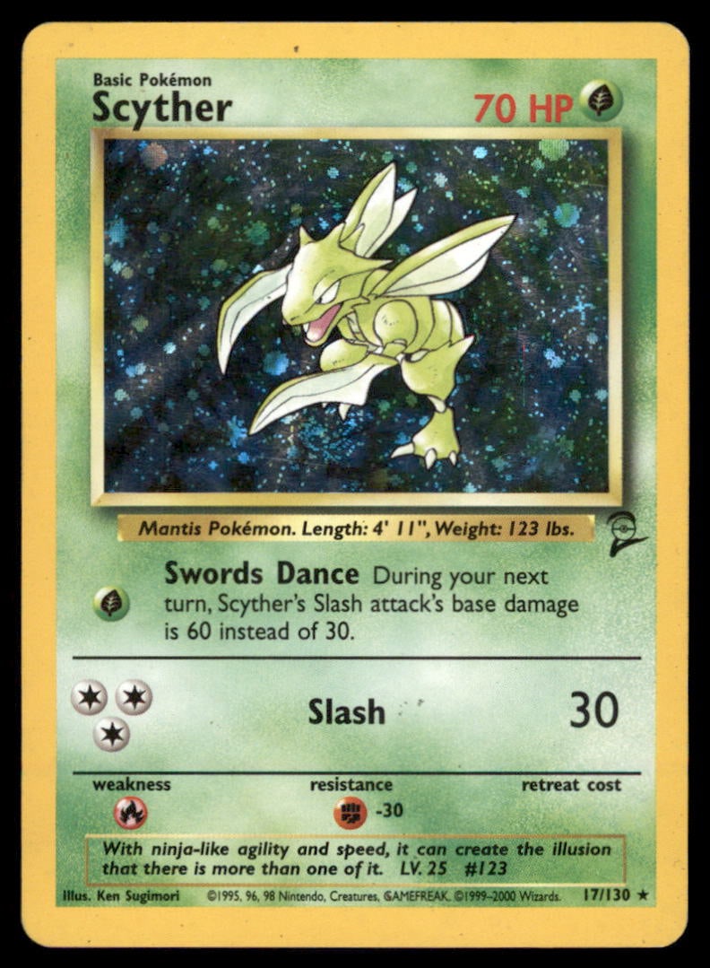 Scyther 17/130 Holo Base Set 2 Pokemon Card (1 of 2)