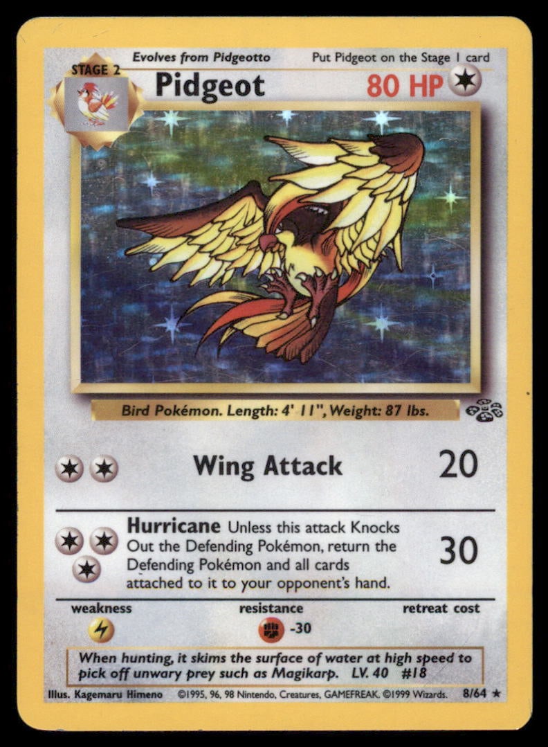 Pidgeot 8/64 Jungle Pokemon Card Unlimited Holo (1 of 2)