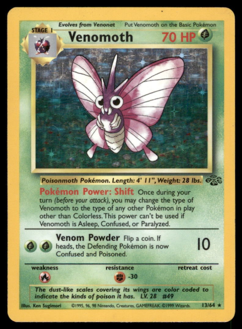 Venomoth 13/64 Jungle Pokemon Card 1st Edition Holo: We offer combined shipping on multiple items. Buyers may also arrange their own shipping. LiveShipping is a separate and independent option for shipping that is NOT a part of the auction house or thei