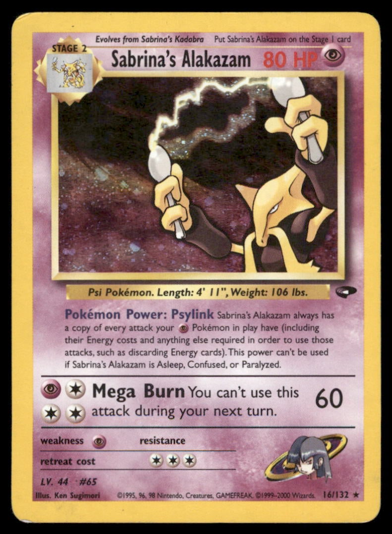 Sabrina's Alakazam 16/132 Gym Challenge Pokemon Card Unlimited Holo (1 of 2)