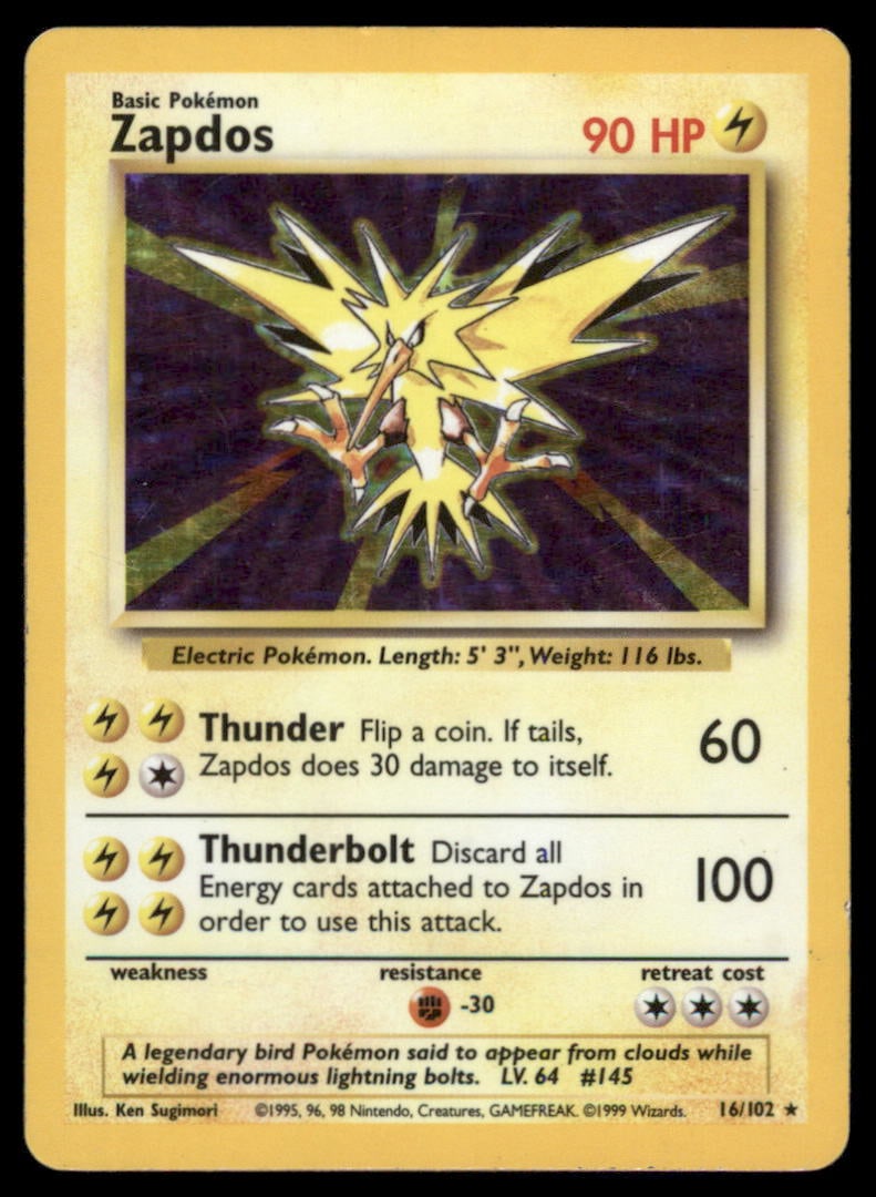 Zapdos 16/102 Holo Base Set Unlimited Pokemon Card: We offer combined shipping on multiple items. Buyers may also arrange their own shipping. LiveShipping is a separate and independent option for shipping that is NOT a part of the auction house or thei