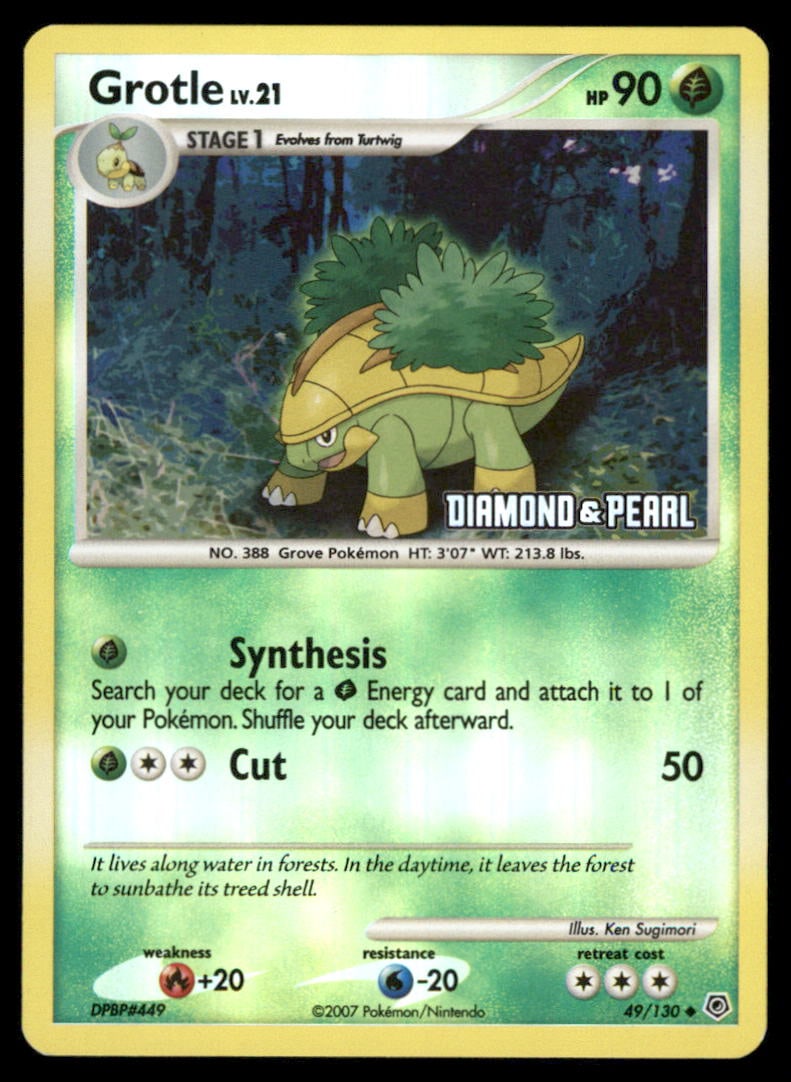 Grotle 49/130 Diamond & Pearl Pokemon Card Reverse Holo: We offer combined shipping on multiple items. Buyers may also arrange their own shipping. LiveShipping is a separate and independent option for shipping that is NOT a part of the auction house or thei