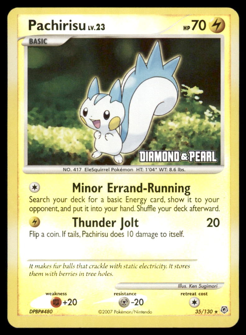 Pachirisu 35/130 Diamond & Pearl Pokemon Card (1 of 2)