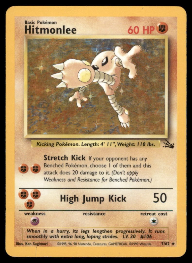 Hitmonlee 7/62 Fossil Pokemon Card Unlimited Holo: We offer combined shipping on multiple items. Buyers may also arrange their own shipping. LiveShipping is a separate and independent option for shipping that is NOT a part of the auction house or thei