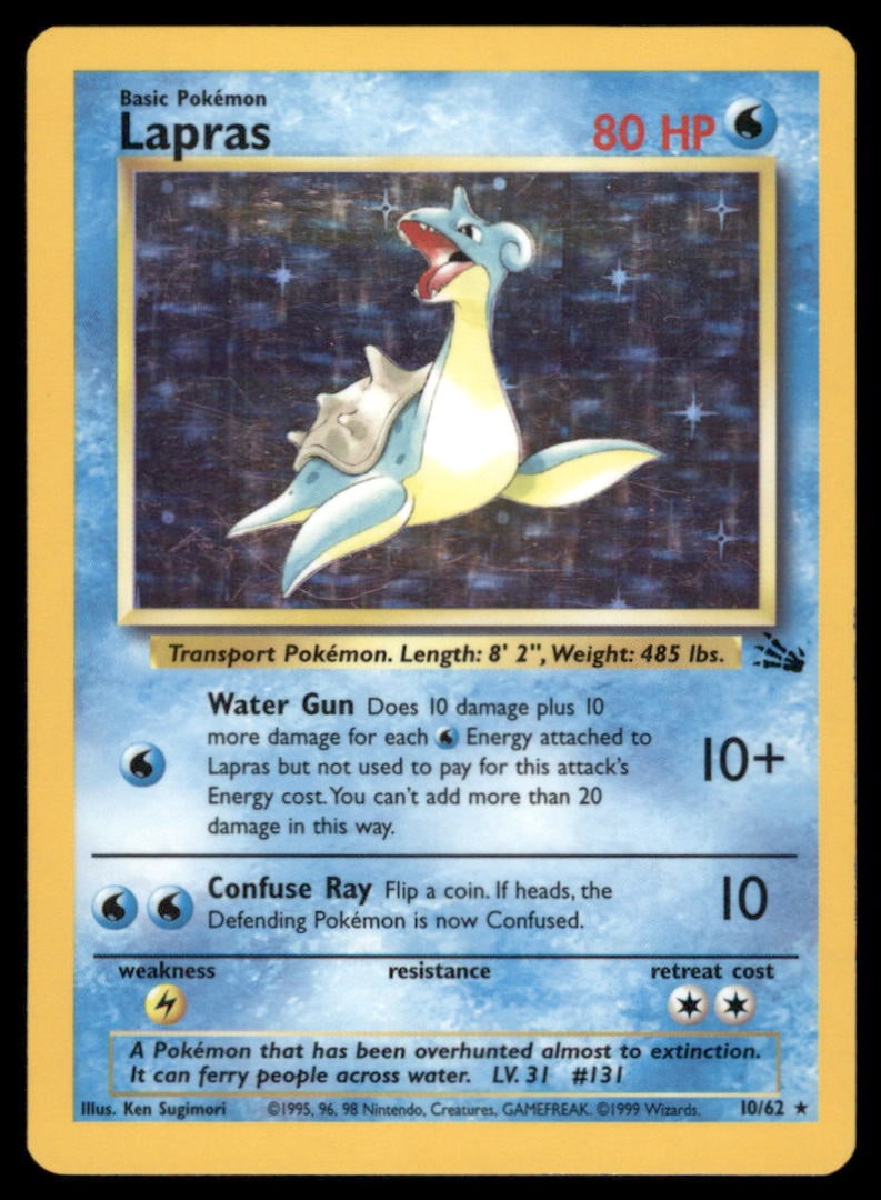 Lapras 10/62 Fossil Pokemon Card Unlimited Holo (1 of 2)