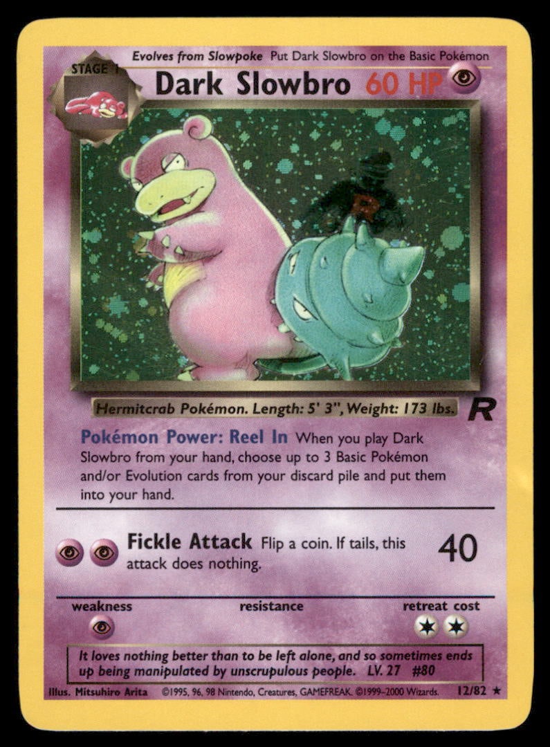 Dark Slowbro 12/82 Team Rocket Pokemon Card Unlimited Holo (1 of 2)