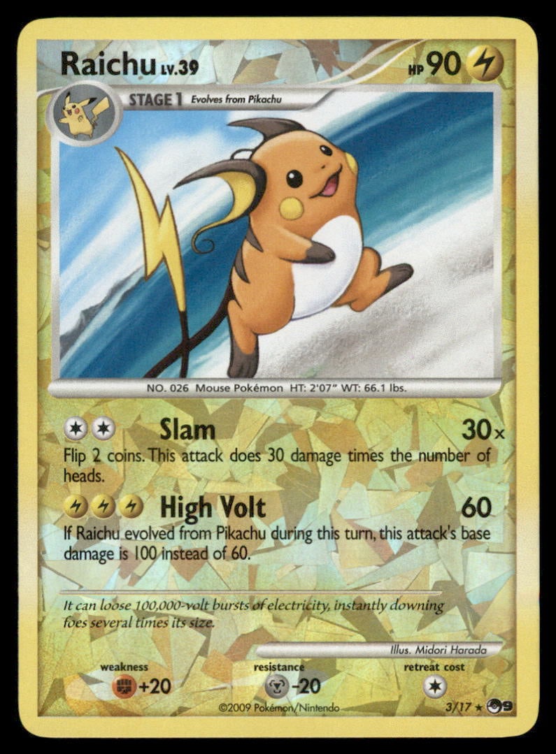 Raichu 3/17 POP Series 9 Pokemon Card (1 of 2)