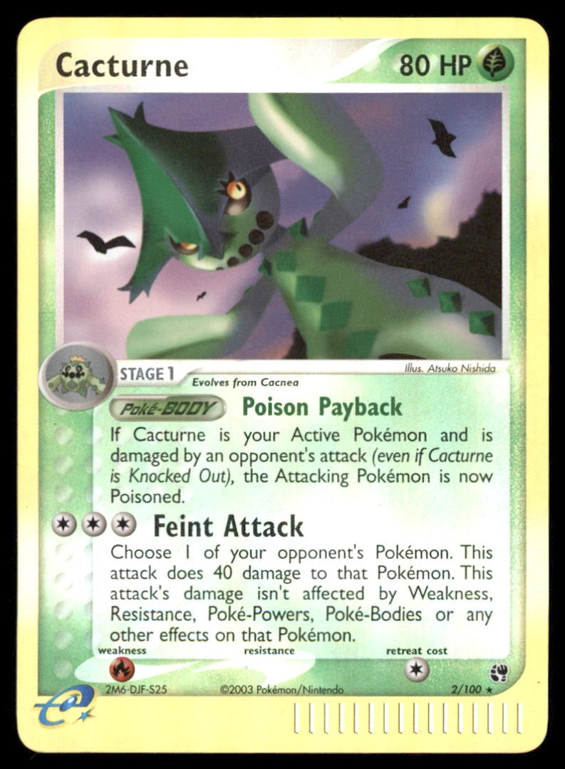 Cacturne 2/100 Holo Sandstorm Pokemon Card: We offer combined shipping on multiple items. Buyers may also arrange their own shipping. LiveShipping is a separate and independent option for shipping that is NOT a part of the auction house or thei