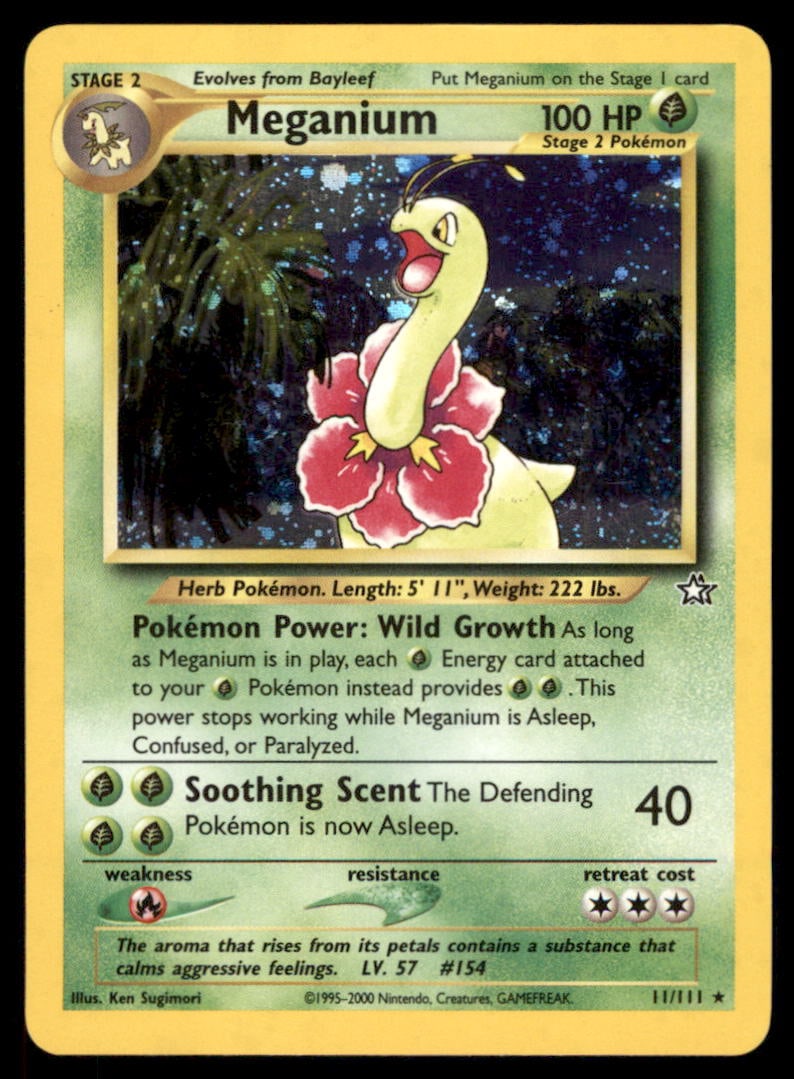 Meganium 11/111 Neo Genesis Pokemon Card Unlimited Holo (1 of 2)
