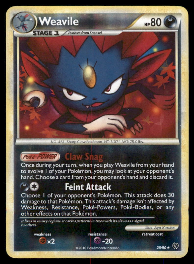 Weavile 25/90 HGSS Undaunted Pokemon Card Reverse Holo: We offer combined shipping on multiple items. Buyers may also arrange their own shipping. LiveShipping is a separate and independent option for shipping that is NOT a part of the auction house or thei