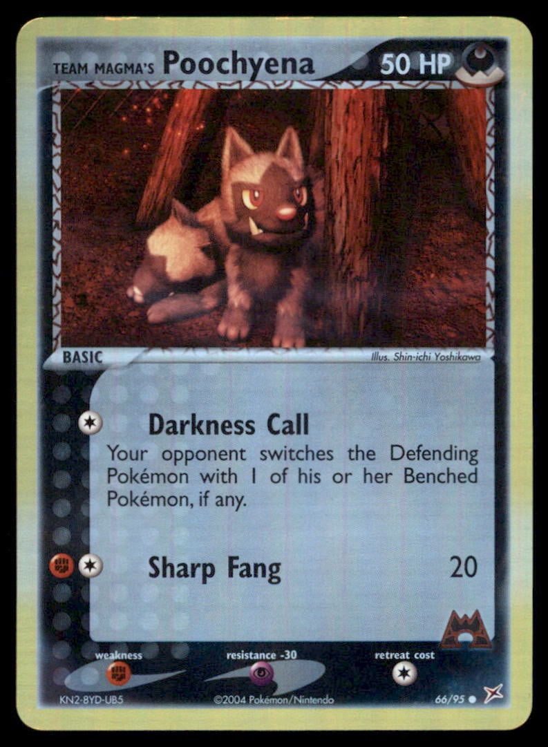 Team Magma's Poochyena 66/95 Team Magma vs Team Aqua Pokemon Card Reverse Holo: We offer combined shipping on multiple items. Buyers may also arrange their own shipping. LiveShipping is a separate and independent option for shipping that is NOT a part of the auction house or thei
