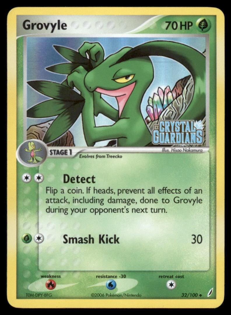 Grovyle 32/100 Crystal Guardians Pokemon Card Reverse Holo (1 of 2)
