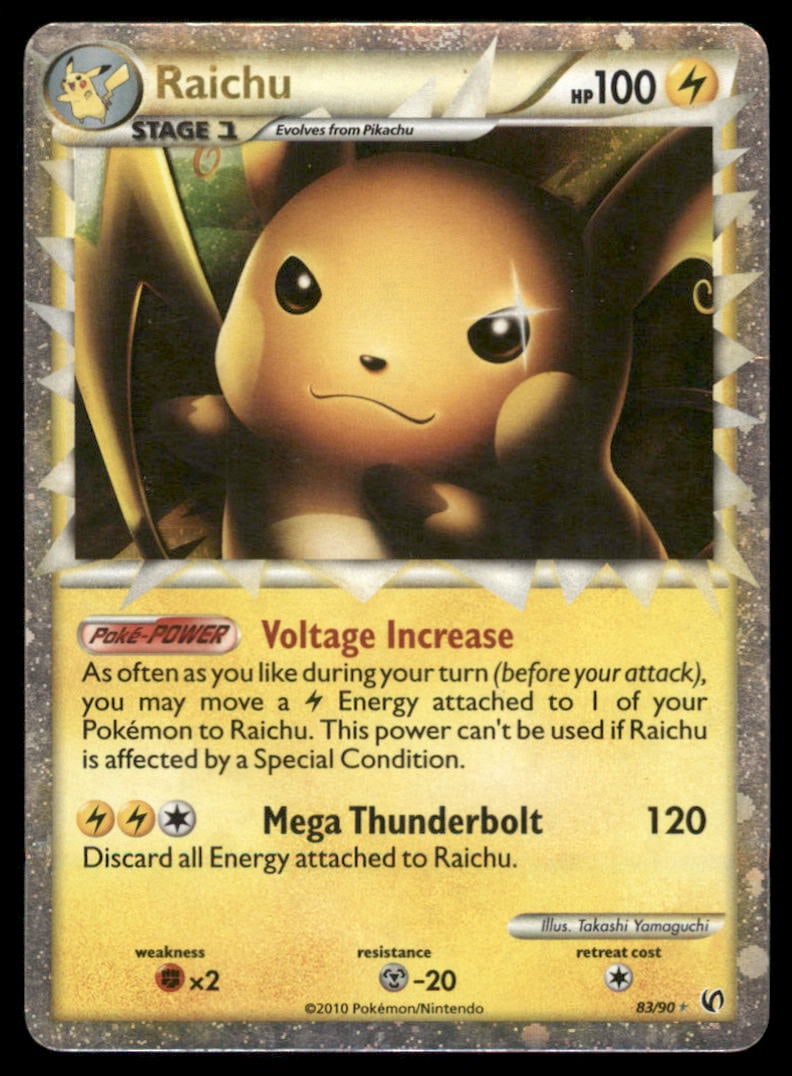 Raichu 83/90 HGSS Undaunted Pokemon Card Holo (1 of 2)