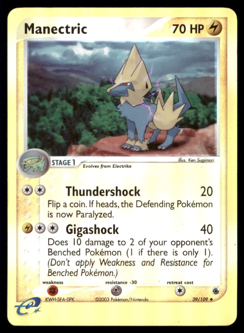 Manectric 39/109 Ruby & Sapphire Pokemon Card Reverse Holo: We offer combined shipping on multiple items. Buyers may also arrange their own shipping. LiveShipping is a separate and independent option for shipping that is NOT a part of the auction house or thei