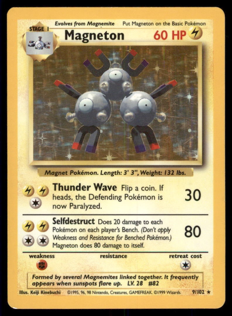 Magneton 9/102 Holo Base Set Unlimited Pokemon Card (1 of 2)