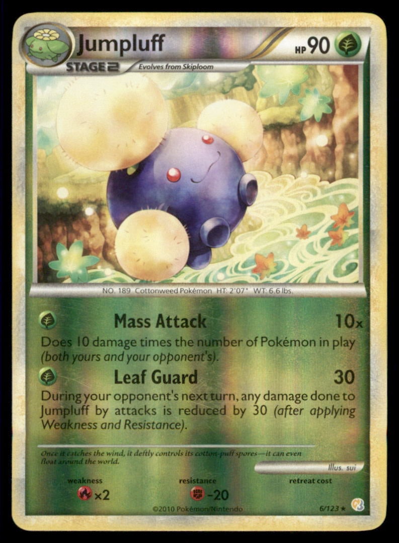 Jumpluff 6/123 HeartGold & SoulSilver Pokemon Card Reverse Holo: We offer combined shipping on multiple items. Buyers may also arrange their own shipping. LiveShipping is a separate and independent option for shipping that is NOT a part of the auction house or thei