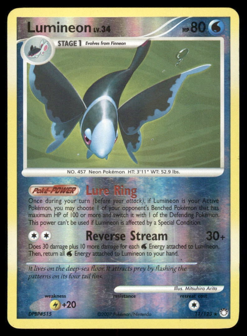 Lumineon 11/123 Mysterious Treasures Pokemon Card Reverse Holo: We offer combined shipping on multiple items. Buyers may also arrange their own shipping. LiveShipping is a separate and independent option for shipping that is NOT a part of the auction house or thei