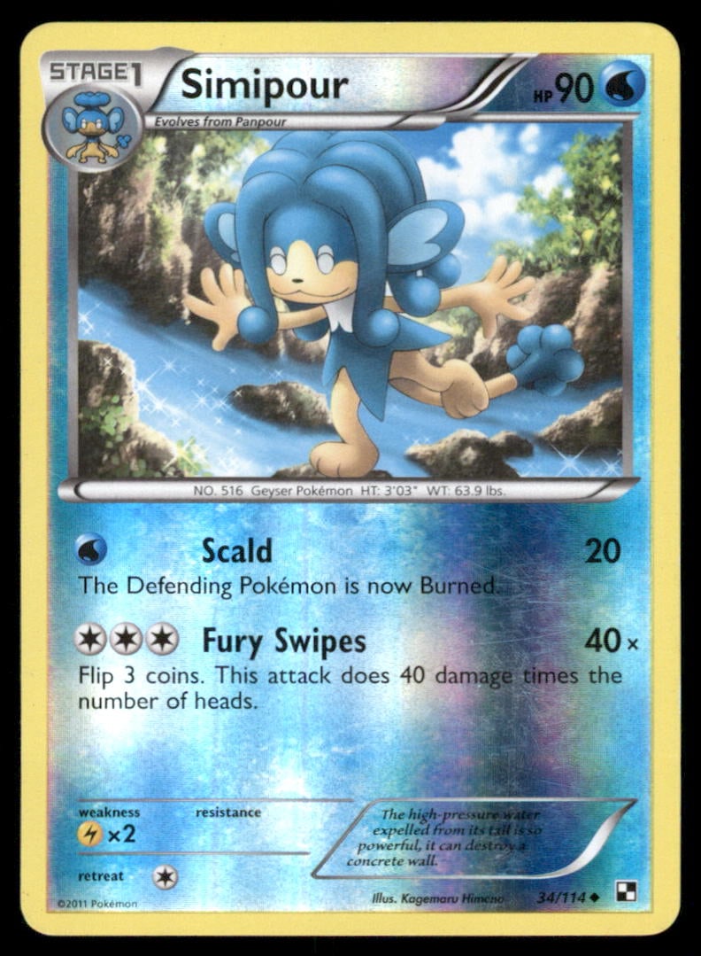 Simipour 34/114 Black & White Pokemon Card Reverse Holo: We offer combined shipping on multiple items. Buyers may also arrange their own shipping. LiveShipping is a separate and independent option for shipping that is NOT a part of the auction house or thei