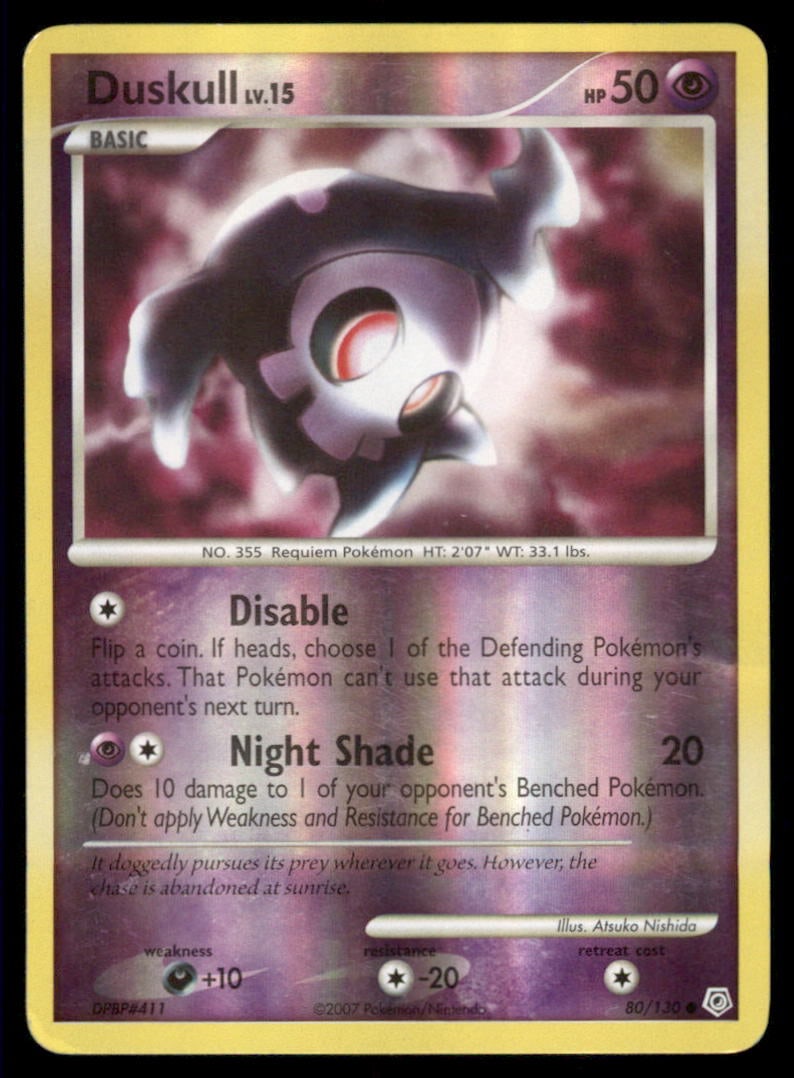 Duskull 80/130 Diamond & Pearl Pokemon Card Reverse Holo: We offer combined shipping on multiple items. Buyers may also arrange their own shipping. LiveShipping is a separate and independent option for shipping that is NOT a part of the auction house or thei