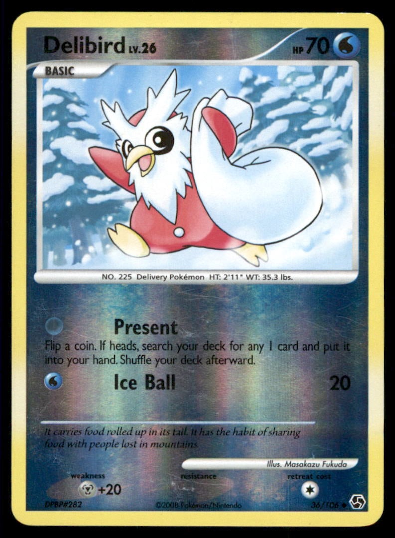 Delibird 36/106 Great Encounters Pokemon Card Reverse Holo: We offer combined shipping on multiple items. Buyers may also arrange their own shipping. LiveShipping is a separate and independent option for shipping that is NOT a part of the auction house or thei