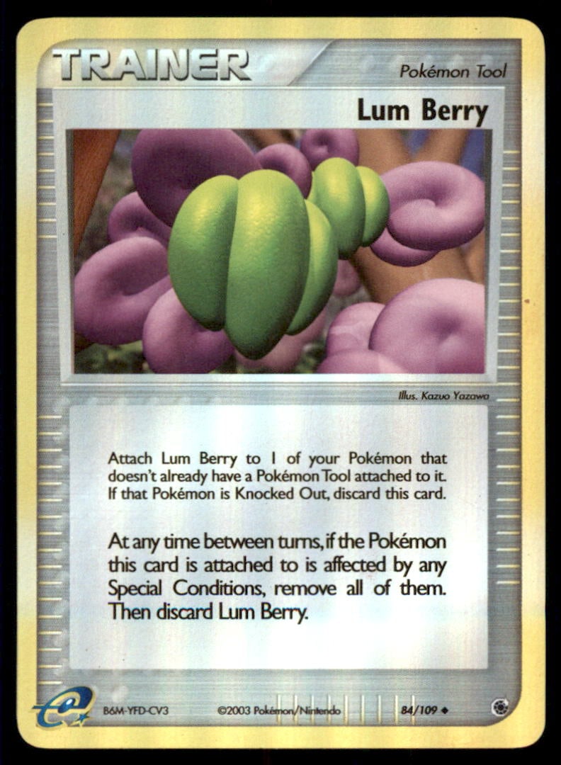 Lum Berry 84/109 Ruby & Sapphire Pokemon Card Reverse Holo: We offer combined shipping on multiple items. Buyers may also arrange their own shipping. LiveShipping is a separate and independent option for shipping that is NOT a part of the auction house or thei