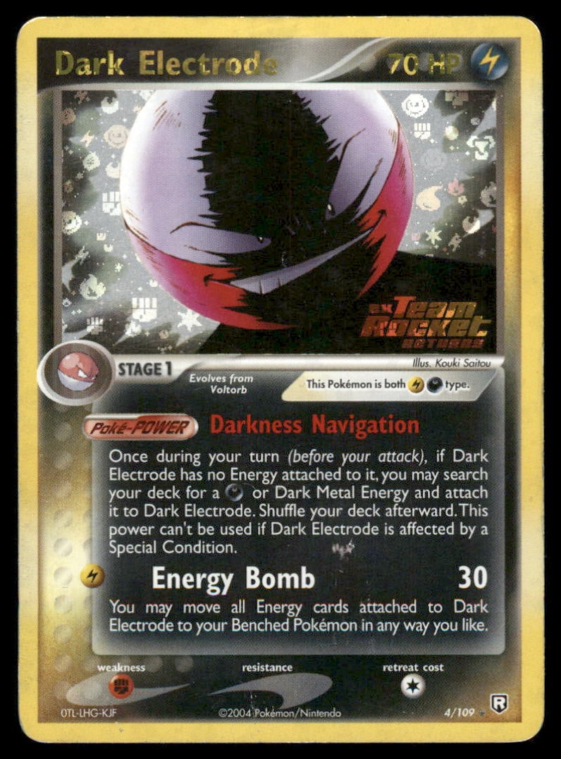 Dark Electrode 4/109 Holo Team Rocket Returns Pokemon Card: We offer combined shipping on multiple items. Buyers may also arrange their own shipping. LiveShipping is a separate and independent option for shipping that is NOT a part of the auction house or thei