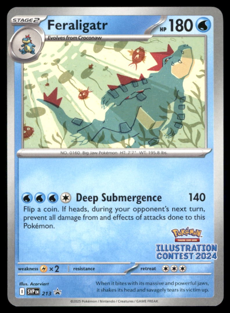 Feraligatr (Illustration Contest 2024) 213 Scarlet & Violet Promo Pokemon Card (1 of 2)
