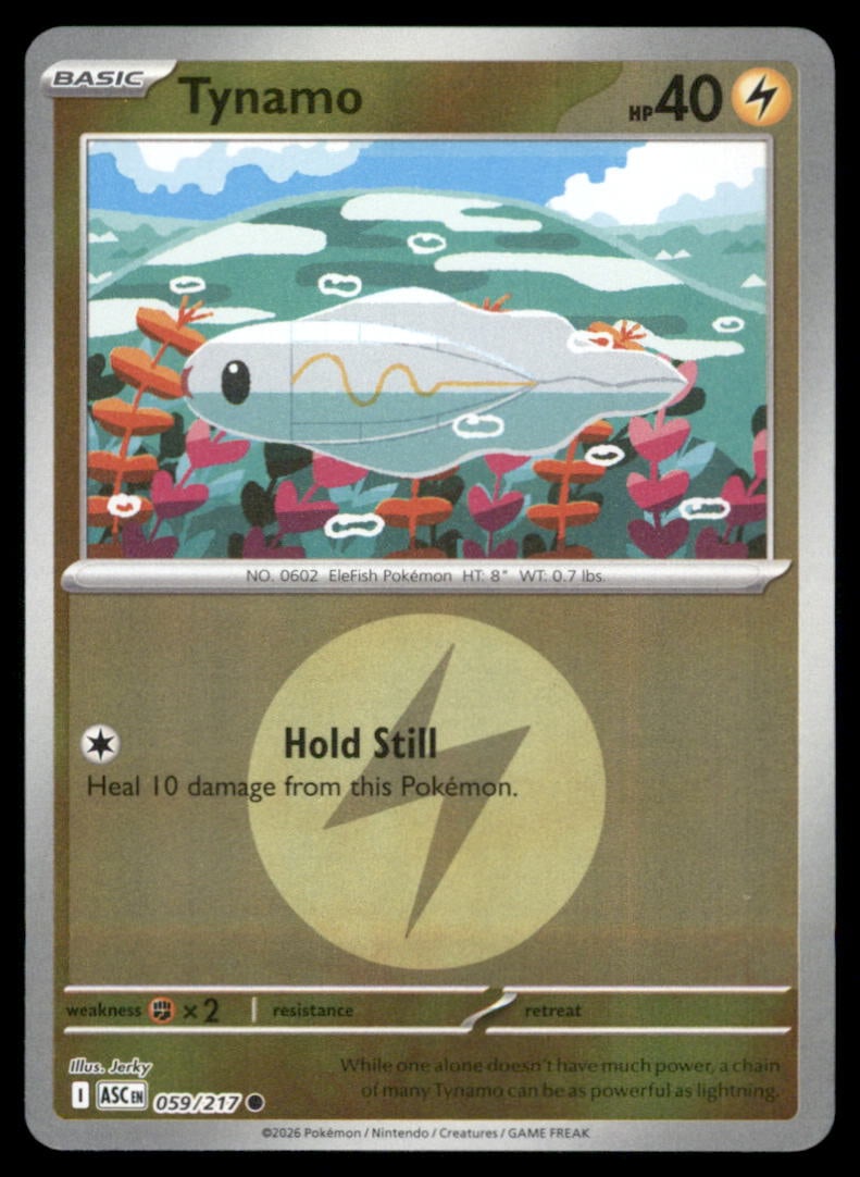 Tynamo (Energy Symbol Pattern) 059/217 Ascended Heroes Pokemon Card Reverse Holo: We offer combined shipping on multiple items. Buyers may also arrange their own shipping. LiveShipping is a separate and independent option for shipping that is NOT a part of the auction house or thei