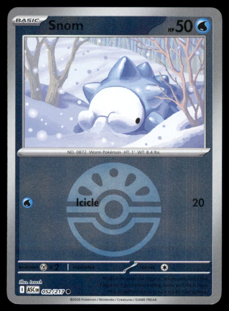 Snom (Friend Ball) 052/217 Ascended Heroes Pokemon Card Reverse Holo: We offer combined shipping on multiple items. Buyers may also arrange their own shipping. LiveShipping is a separate and independent option for shipping that is NOT a part of the auction house or thei