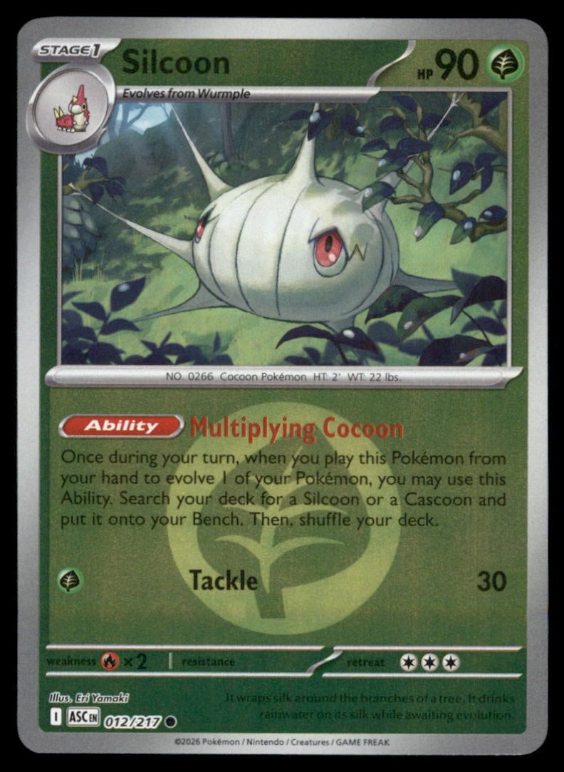 Silcoon Energy Symbol Pattern 012/217 Ascended Heroes Pokemon Card Reverse Holo: We offer combined shipping on multiple items. Buyers may also arrange their own shipping. LiveShipping is a separate and independent option for shipping that is NOT a part of the auction house or thei