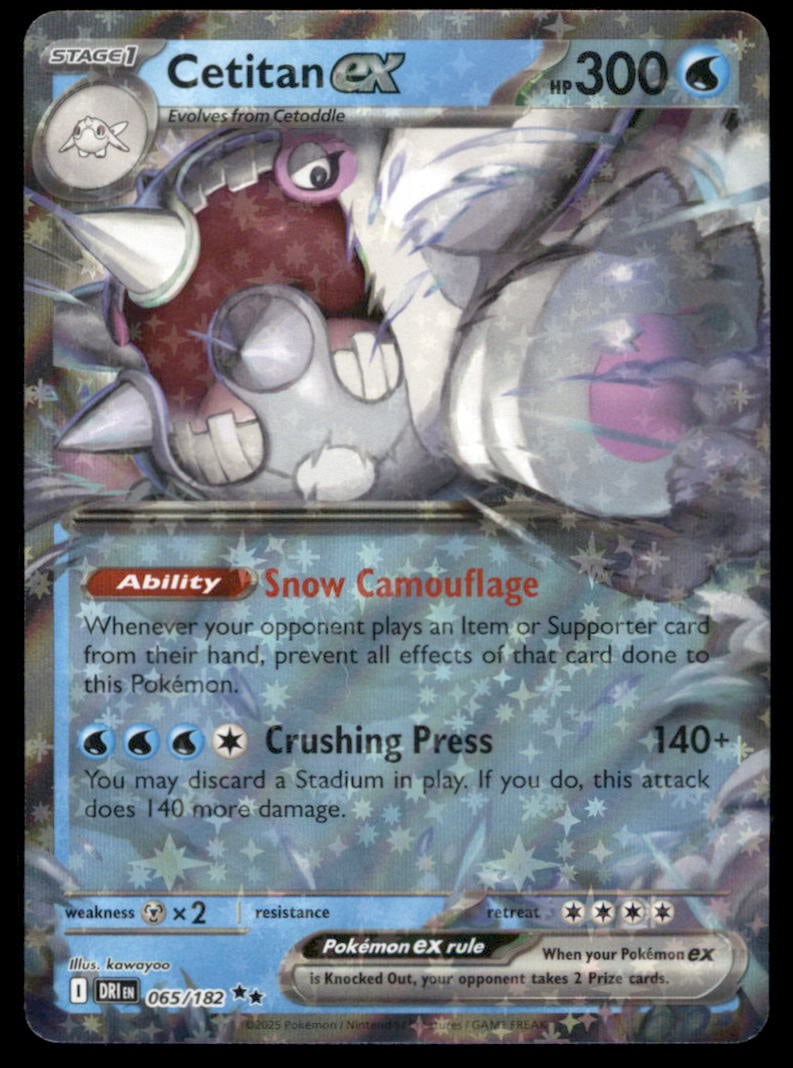 Cetitan ex 065/182 Destined Rivals Pokemon Card Holo: We offer combined shipping on multiple items. Buyers may also arrange their own shipping. LiveShipping is a separate and independent option for shipping that is NOT a part of the auction house or thei